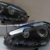 Black LED DRL Angel Eyes Projector Head Lights for 03-08 VW GOLF V TDI GTI -2873