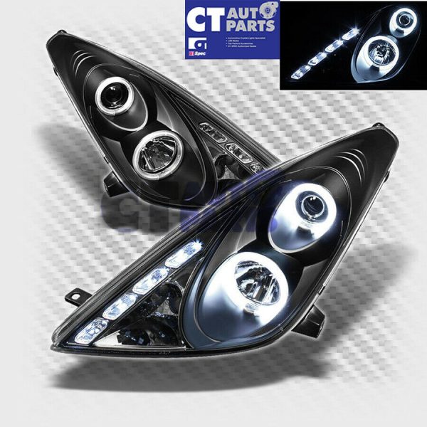 Black CCFL Angel-Eyes Projector Head Lights for 99-05 Toyota Celica SS2 headlights