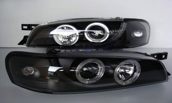 Black CCFL Halo Projector Headlights for 1992-2000 Subaru Impreza GC8 WRX STI