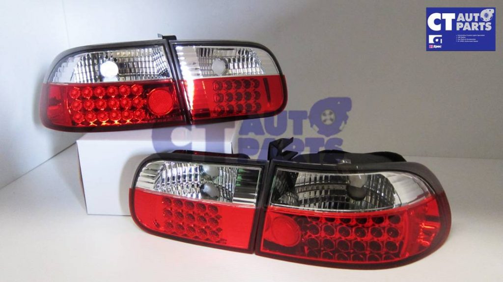 JDM CLEAR RED LED TAIL LIGHTS for 92-95 HONDA CIVIC EG 3D Hatch-2516