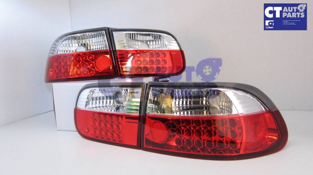 JDM CLEAR RED LED TAIL LIGHTS for 92-95 HONDA CIVIC EG 3D Hatch-2515