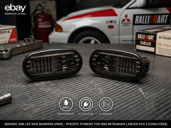 Premium Smoked Side Marker Indicators | 1991-2003 Mitsubishi Lancer, EVO, Mirage & Galant