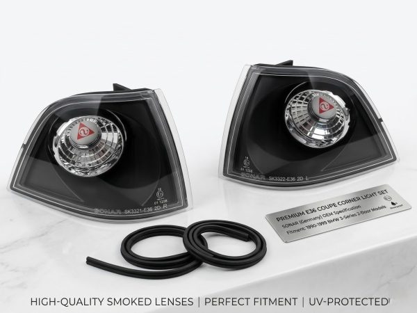 Black Front Corner Turn Signal Lights Indicators for BMW E36 Coupe 2Dr 1992-1998