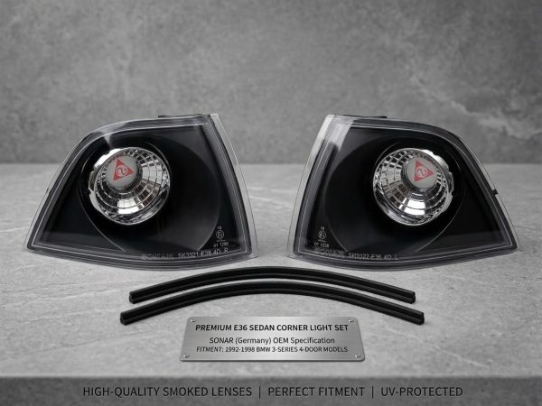 Black Front Corner Indicator Signal Lights for 91-98 BMW E36 4D Sedan 320i 330i