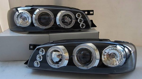 Black Angel Eye LED Projector Headlights for 92-00 Subaru Impreza WRX STI GC8 Head lights