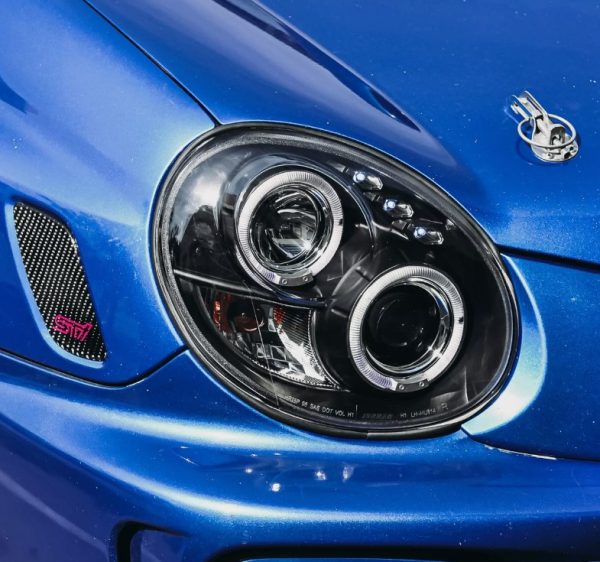 Black LED Angel Eyes Projector Headlights for 00-02 Subaru Impreza WRX STI GD Head lights