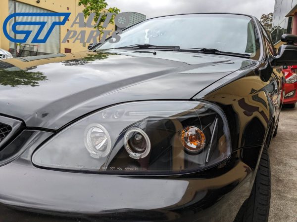 Black LED Angle Eye Projector Headlights for 99-00 HONDA Civic EK VTI