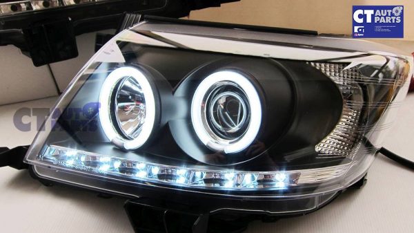 Black DRL LED Angel-Eyes Projector Headlights for 2011-2014 Toyota ...