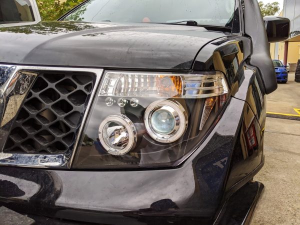 Black LED ANGEL-EYES Headlights for 04-11 Nissan Navara D40 PathFinder R51 Head lights