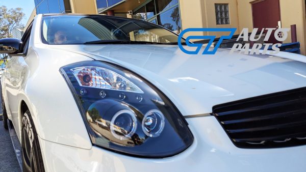 Black LED DRL Angel Eyes Projector Head Lights for 01-06 Nissan Skyline 350GT INFINITI G35 V35 Coupe