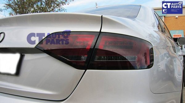 AUDI A4 S4 RS4 B8 09-12 4 Door Sedan Red Smoked 3D Full LED Tail Lights Taillight-0