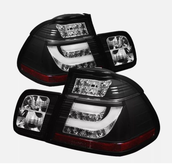 Black LED 3D Tail Lights for 98-01 BMW E46 3 Series 4D Sedan 318i 320i taillights