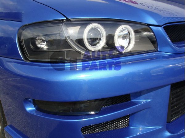 Black Dual LED Halo Headlights for 1992-2000 Subaru Impreza GC8 WRX STI