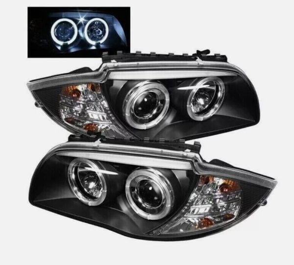 Black LED Projector AngelEye Headlights for 04-11 BMW E81 E82 E87 1 Series head lights