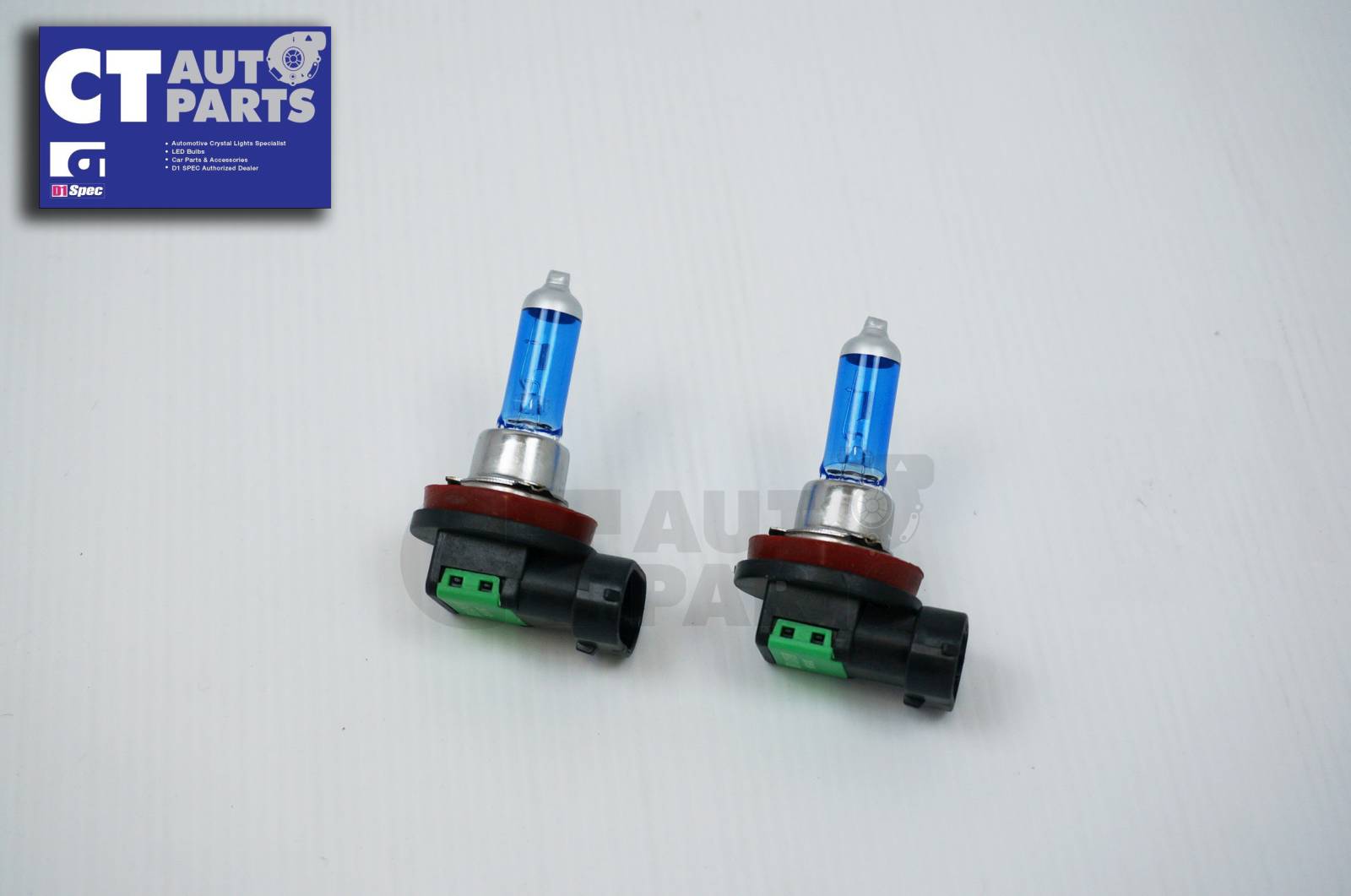 2 x H11 12V 55W White/Blue Halogen Car Headlights Globes / Bulbs 4500K - CT  AutoParts