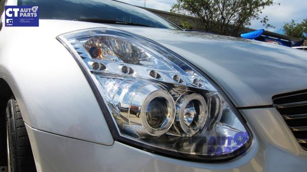 Clear LED DRL Angel Eyes Projector Head Lights NISSAN INFINITI G35 V35 350GT Coupe 2D-0