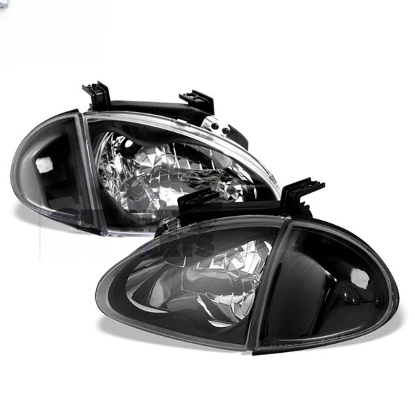 JDM OE Black Headlights & Black Corner lights for 92-97 Honda CRX Del Sol VtiR head light
