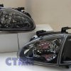 JDM Black Headlights Black Corner lights Singal light for 92-97 Honda CRX Del Sol VtiR-0