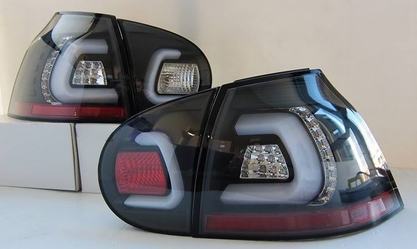 Black 3D V2 Full LED Tail lights for 03-08 VolksWagen VW Golf V GTI TDI Taillights