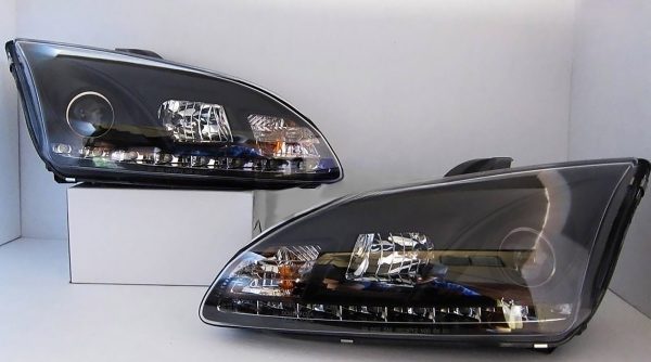 Black LED DRL Projector Headlights for 04-08 Ford Focus XR5 ZETEC