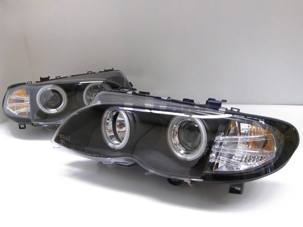 Black CCFL DRL Projector Headlights for 02-05 BMW 3-SERIES E46 4D Head lights