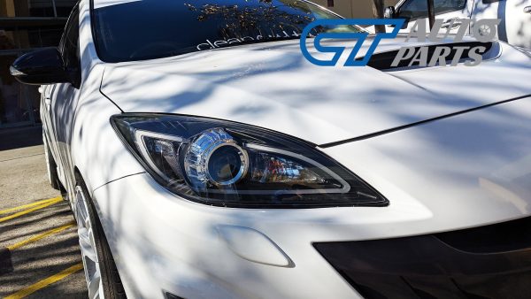 Black 3D DRL LED Projector Headlights for 09-13 MAZDA 3 MPS Head lights