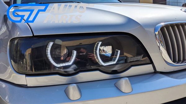 3D LED Dual Halo Black Projector Headlights for 1999-2003 BMW X5 E53