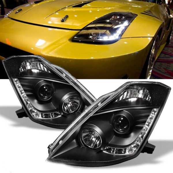 DRL LED Black Projector Headlights 03-05 Nissan 350Z Z33 Fairlady HALOGEN TYPE