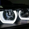 Black 3D LED DRL Angel-Eyes Projector Head Lights for BMW 3-Series E91 E90 05-08 Sedan -7084