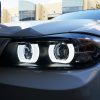 Black 3D LED DRL Angel-Eyes Projector Head Lights for BMW 3-Series E91 E90 05-08 Sedan -0