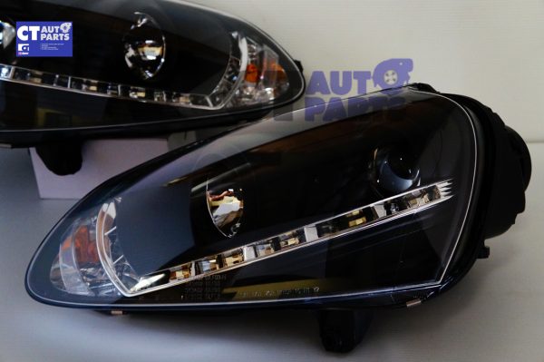 Black LED DRL Projector Headlights for 03-08 VW GOLF V TDI GTI