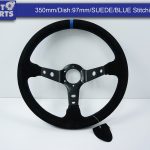 350mm Steering Wheel SUEDE Blue Stitching 97mm DEEP Dish -8123