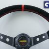 350mm Steering Wheel SUEDE RED Stitching 97mm DEEP Dish -9115