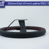 350mm Steering Wheel LEATHER RED Stitching 97mm DEEP Dish-9121