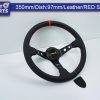 350mm Steering Wheel LEATHER RED Stitching 97mm DEEP Dish-9124