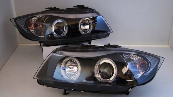 Black LED Angle Eye Projector Headlight for 05-08 BMW E90 Sedan head lights