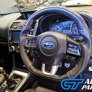 Carbon Fibre LEATHER Steering Wheel Red Stitching for 14-19 Subaru WRX LEVORG STI -0