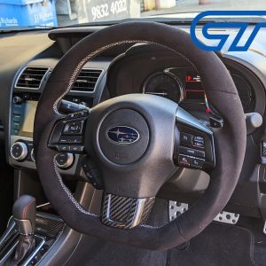 Alcantara Steering Wheel Silver Stitching for 14-19 Subaru WRX STI LEVORGS 208 S209 Style-0
