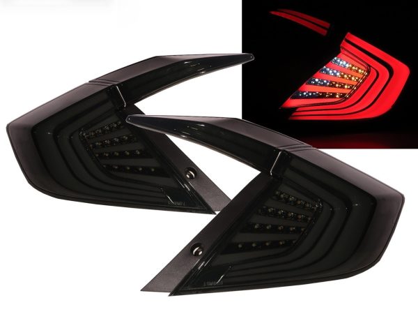 Smoked LED Tail Rear Light for 16-19 Honda Civic MK10 FK Sedan 4D
