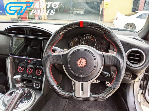 CARBON Fibre LEATHER Steering Wheel Red Line+Stitching for 12-16 TOYOTA 86 Subaru BRZ-0