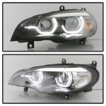 Black 3D Dual LED DRL Projector Head Lights for 07-10 BMW X5 E70 Pre LCI -11296