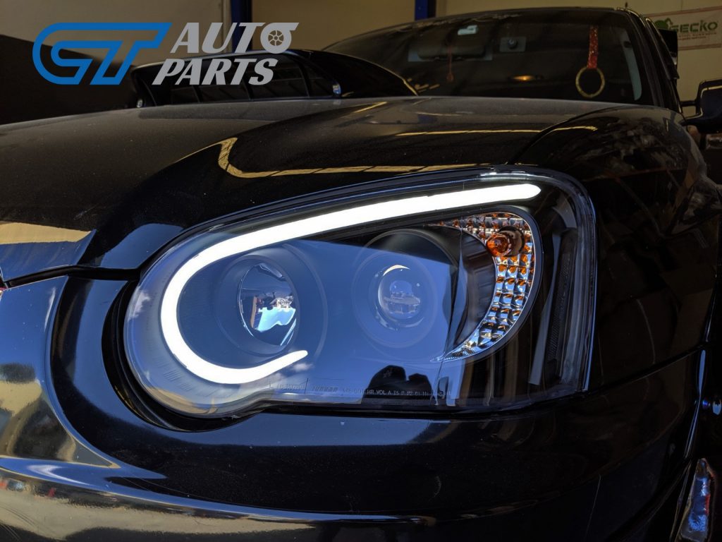Black 3D LED Angle Eyes Projector Headlights for 03-05 SUBARU IMPREZA WRX RX STI GD -0