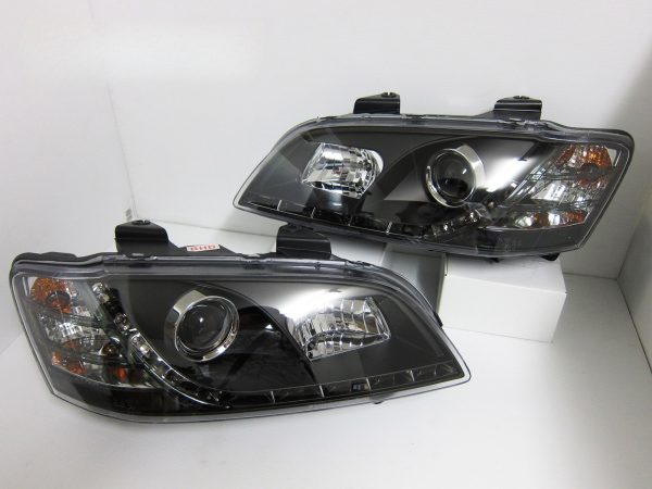 Black LED DRL Projector Headlights for 2010-2013 Holden Commodore VE & HSV Series 2 (S2)