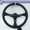 350mm Steering Wheel LEATHER YELLOW Stitching 97mm DEEP Dish -11789