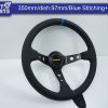 350mm Steering Wheel Leather Blue Stitching 97mm DEEP Dish -11784