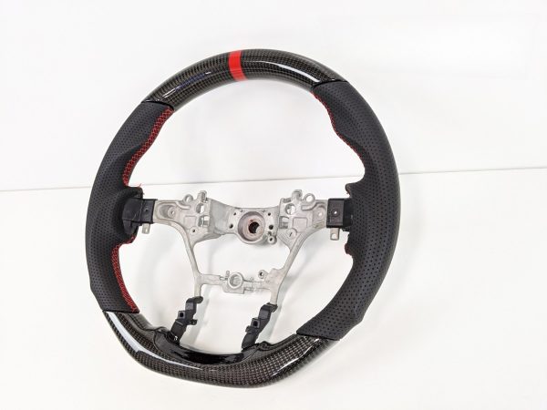 Carbon CF Leather Steering Wheel Red Line+Stitching for 15-22 Toyota HILUX REVO N80
