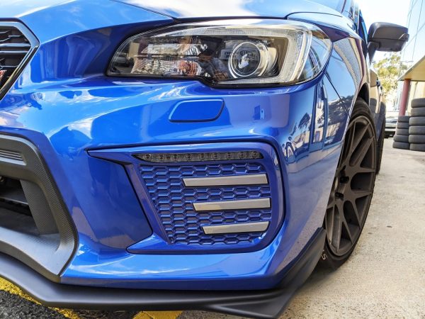 WR Blue with Smoke 3D DRL Dynamic Signal Foglight Bezel for 18-21 Subaru WRX STI V1 Spec R