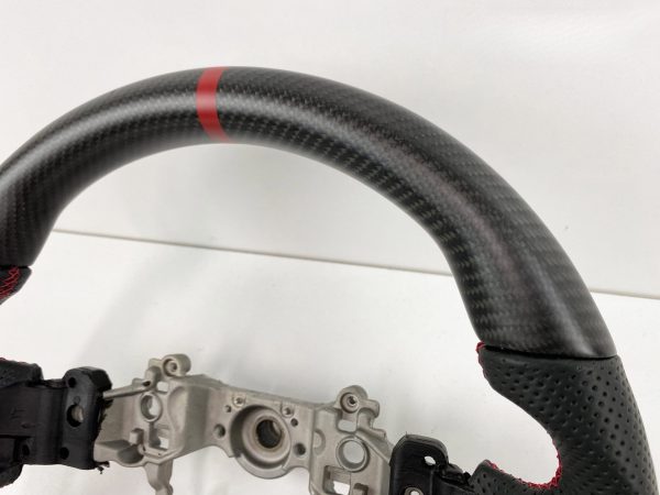 Matte Carbon CF Leather Steering Wheel Red Line+ Stitching for 15-21 Subaru WRX STI Levorg