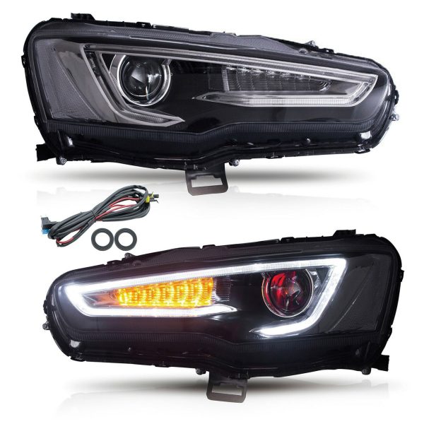 DEMON EYE 3D LED DRL Projector Headlights for 07-17 Mitsubishi Lancer CJ EVO X VRX