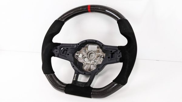 Carbon Alcantara Steering Wheel Black Stitching Red Line for VW GOLF Jetta Polo Tiguan MK7 R GTI